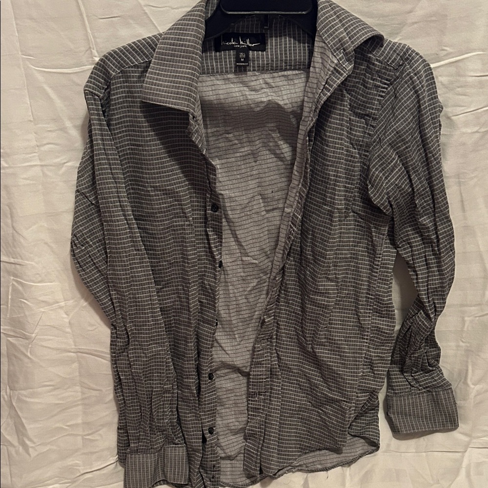 H&M Men's Black and Gray Plaid Shirt Jacket